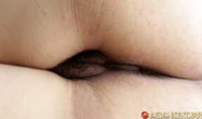 Oil B lowers panties and spreads her legs wide and gets fucked in the ass