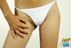 Katie in stockings strips white dress and shows her small breasts