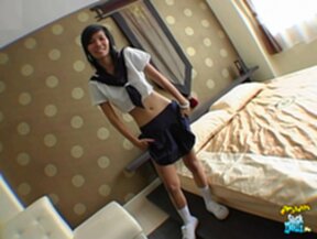 Student Puy on her knees in uniform sucking cock and facial cumshot