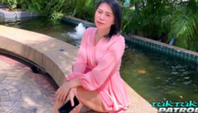 Ammy B strips pink outfit and sucks cock and gets fucked doggy style